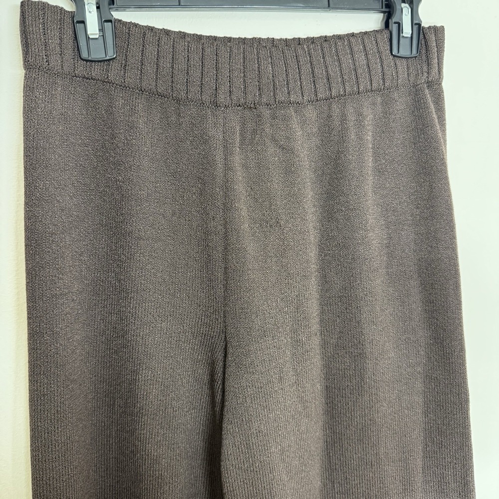Vintage St. John Sport Women's S Brown Wool Knit Pants Quiet Luxury Wide Leg - Picture 8 of 8